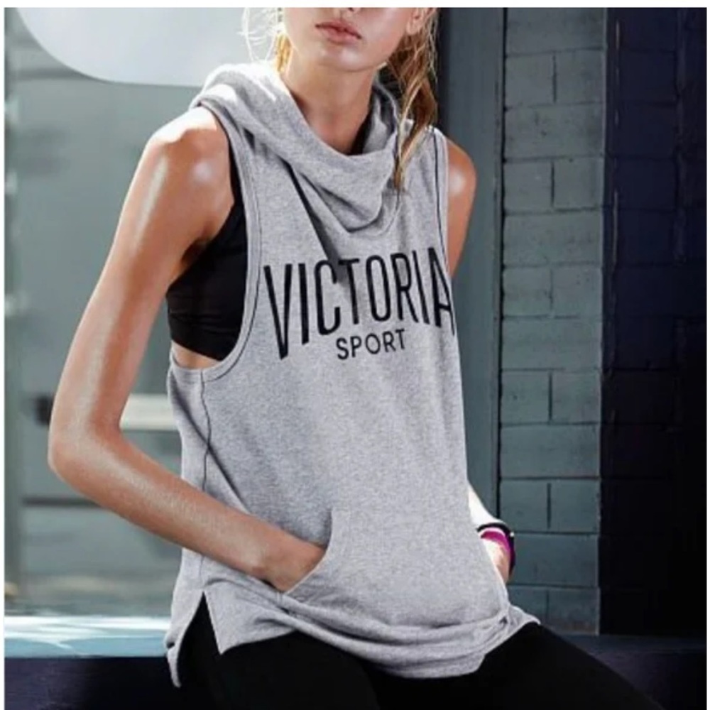 Victoria's Secret VSX Sport Sleeveless Sport Pullover Hoodie Gray Extra Small XS